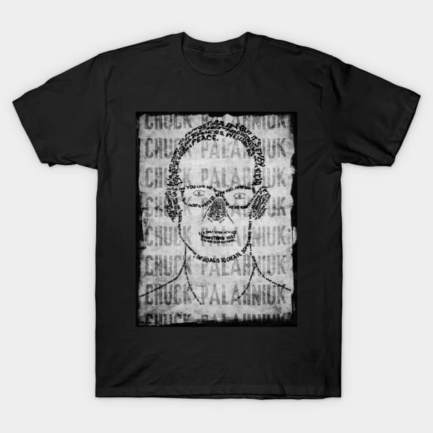 Chuck Palahniuk Typographic Portrait T-Shirt by Raimondi